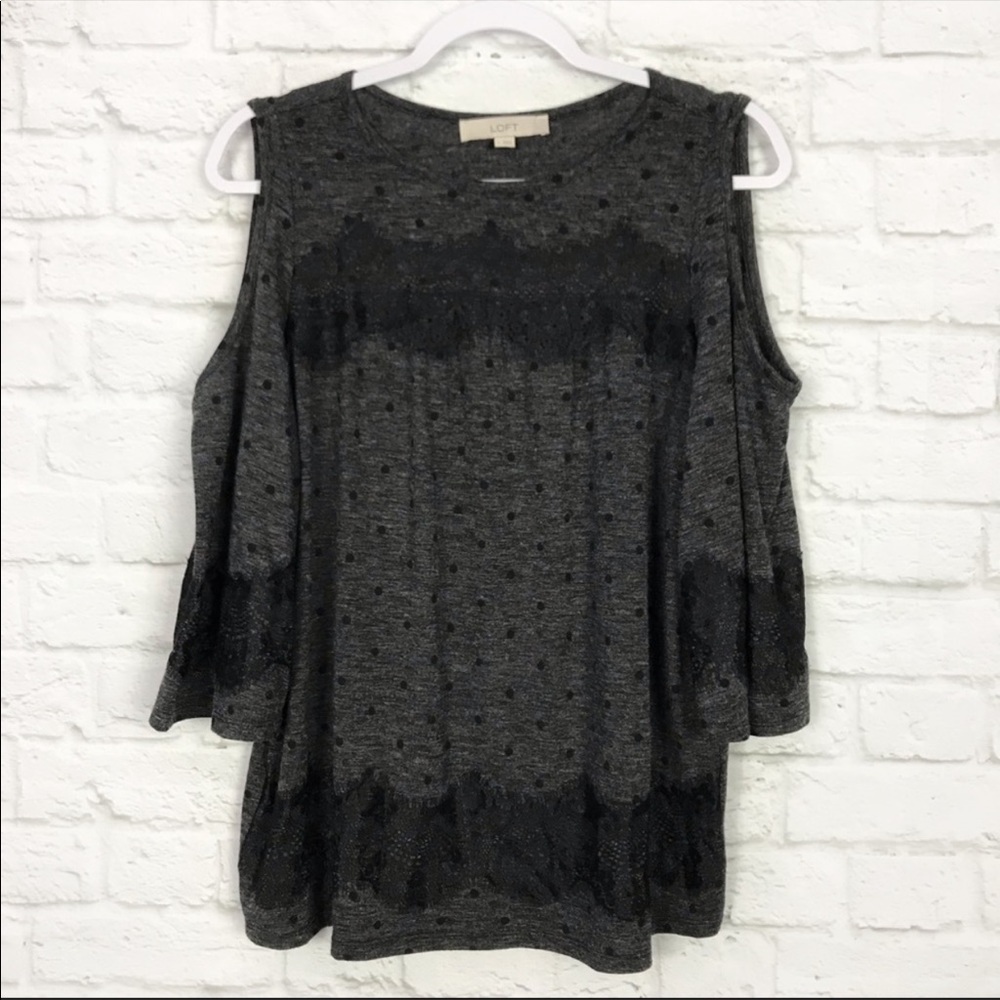 LOFT polka dot cold shoulder top-size M
